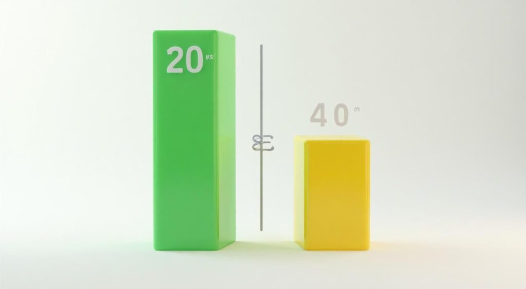 20代と40代の細胞分裂の活発さを比較したグラフイメージ