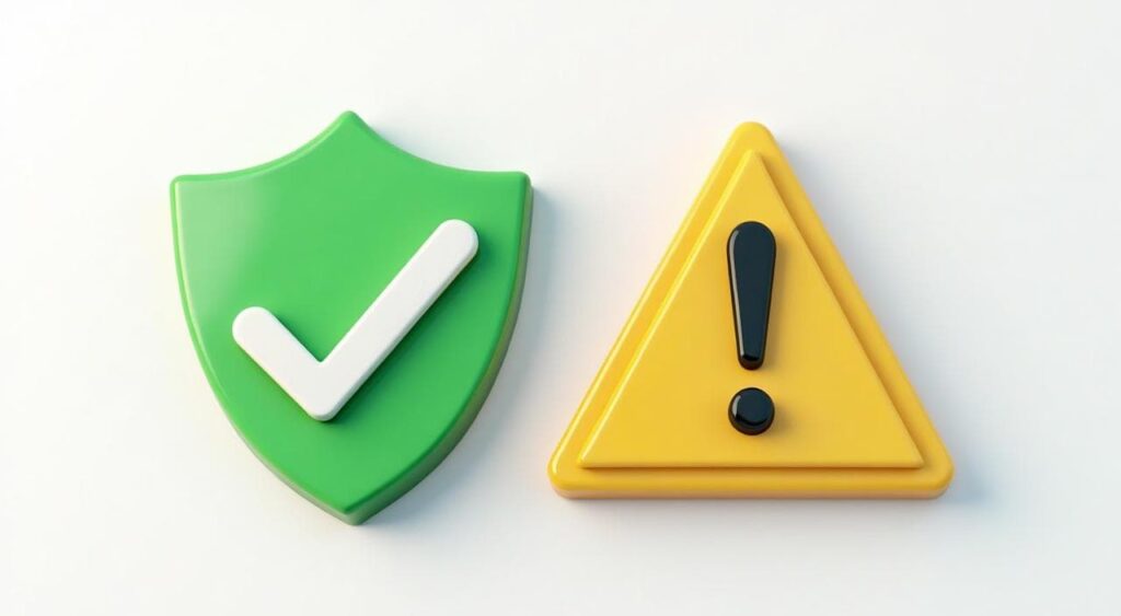 Aランク（推奨）とDランク（非推奨）をイメージさせる、チェックマークと注意マークの対比