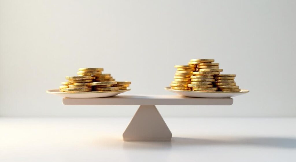 2つの料金プランを比較している天秤
