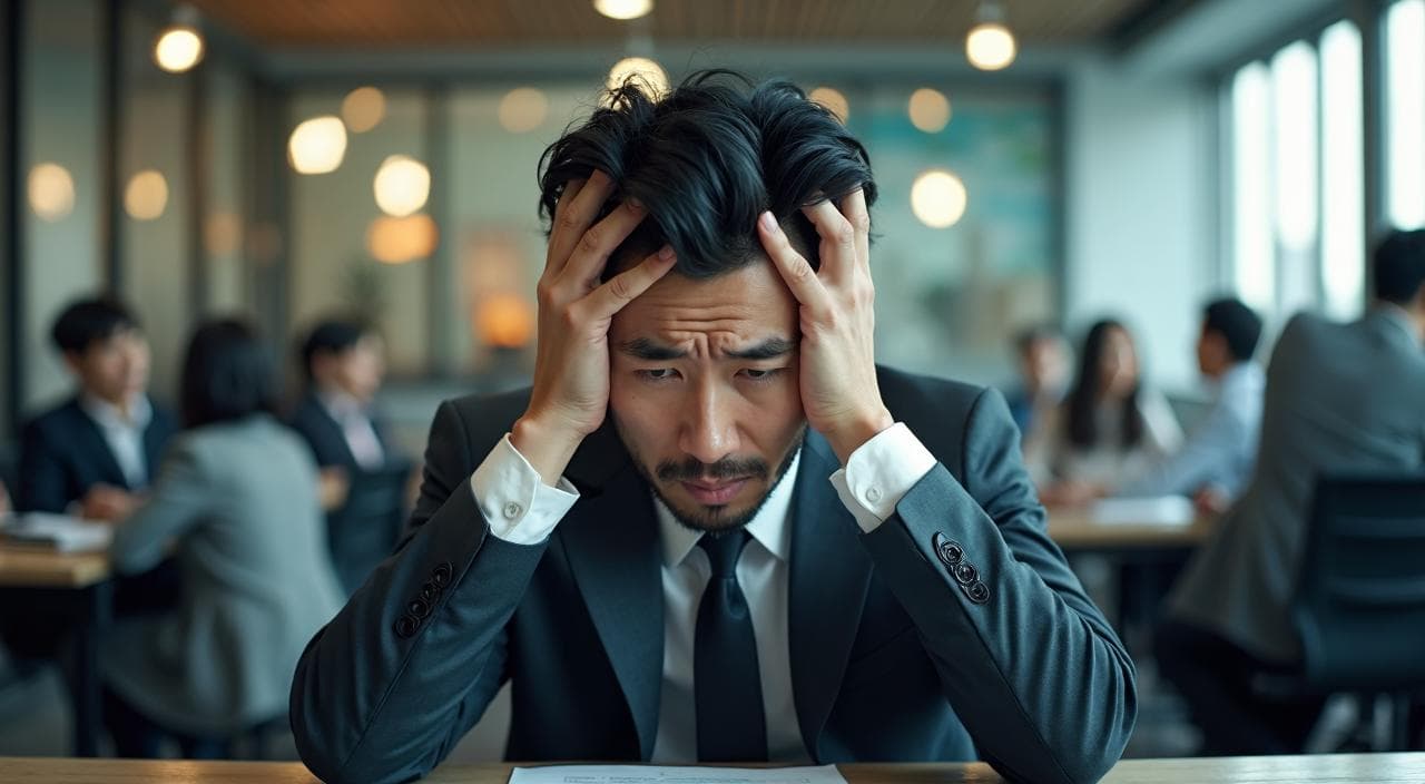職場の音や他人の感情を過剰に受け取ってしまい、情報過多で極度に疲弊するHSPの男性